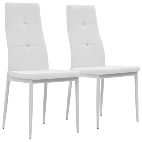 Vidaxl Chaises De Salle À Manger 2 Pcs Blanc Similicuir