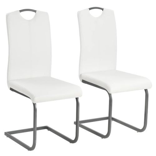Vidaxl Chaises De Salle À Manger Cantilever 2 Pcs Blanc Similicuir