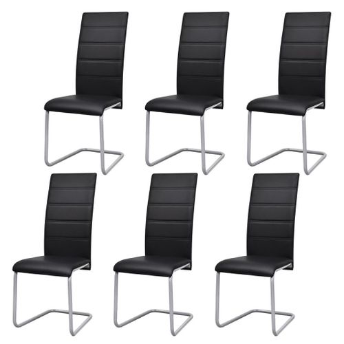 Vidaxl Chaises De Salle À Manger Cantilever 6 Pcs Noir Similicuir
