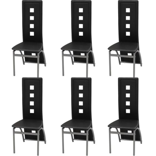 Vidaxl Chaises De Salle À Manger 6 Pcs Noir Similicuir