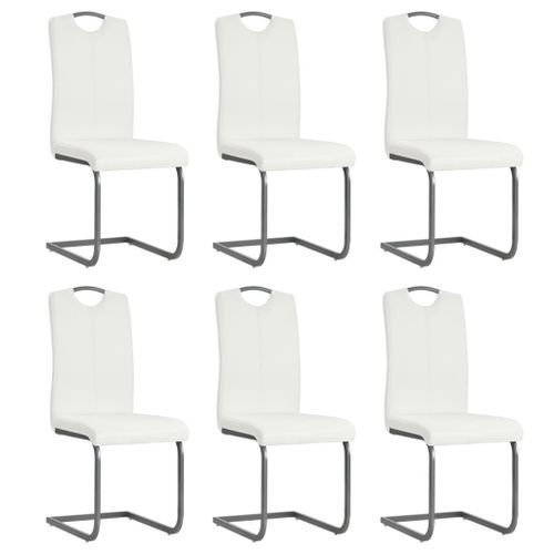 Vidaxl Chaises De Salle À Manger Cantilever 6 Pcs Blanc Similicuir