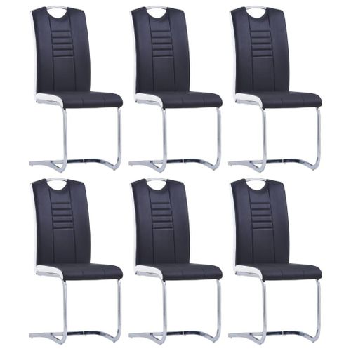 Vidaxl Chaises De Salle À Manger Cantilever 6 Pcs Noir Similicuir