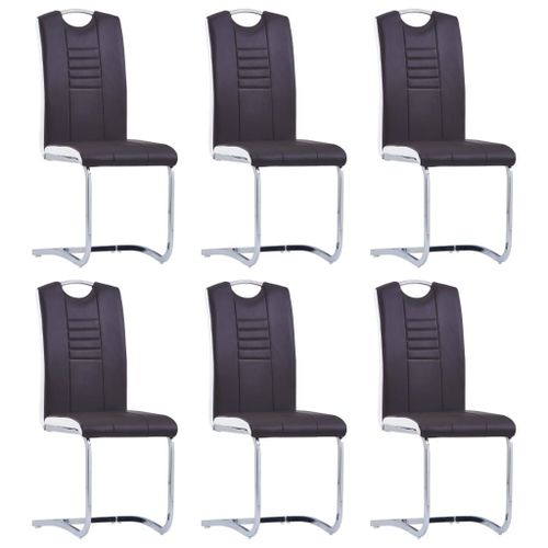 Vidaxl Chaises De Salle À Manger Cantilever 6 Pcs Marron Similicuir