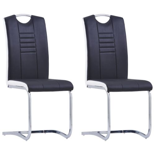 Vidaxl Chaises De Salle À Manger Cantilever 2 Pcs Noir Similicuir