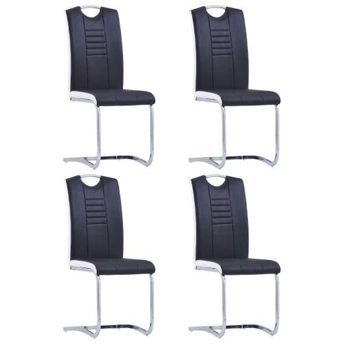 Vidaxl Chaises De Salle À Manger Cantilever 4 Pcs Noir Similicuir