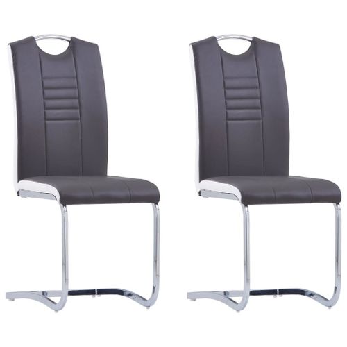 Vidaxl Chaises De Salle À Manger Cantilever 2 Pcs Gris Similicuir