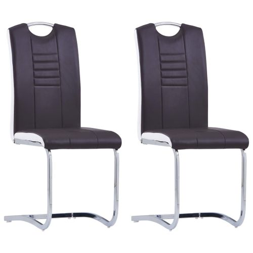 Vidaxl Chaises De Salle À Manger Cantilever 2 Pcs Marron Similicuir