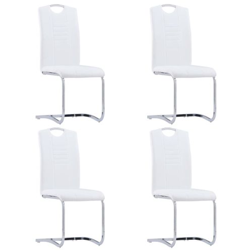 Vidaxl Chaises De Salle À Manger Cantilever 4 Pcs Blanc Similicuir