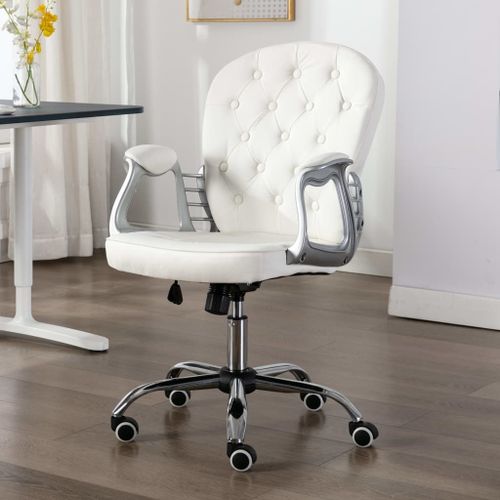 Vidaxl Chaise De Bureau Pivotante Blanc Similicuir