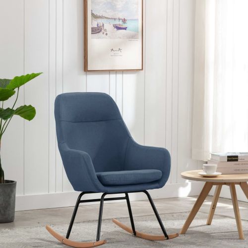 Vidaxl Chaise À Bascule Bleu Tissu