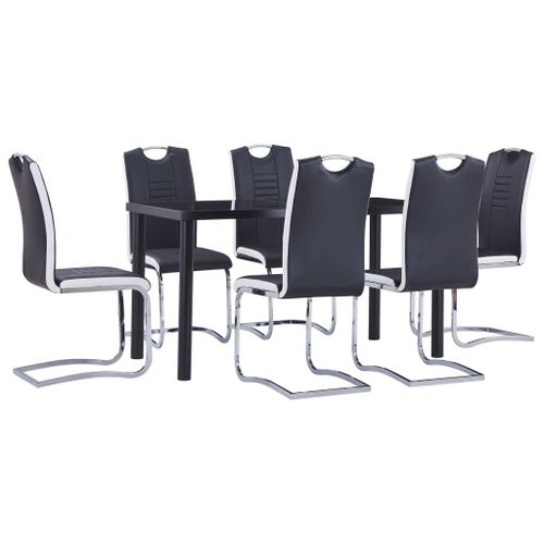 Vidaxl Ensemble De Salle À Manger 7 Pcs Similicuir Noir