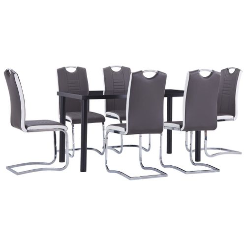 Vidaxl Ensemble De Salle À Manger 7 Pcs Similicuir Gris