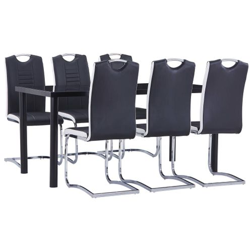 Vidaxl Ensemble De Salle À Manger 7 Pcs Similicuir Noir