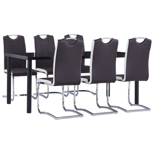 Vidaxl Ensemble De Salle À Manger 7 Pcs Similicuir Marron