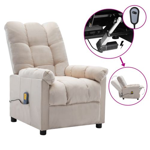 Vidaxl Fauteuil De Massage Inclinable Électrique Crème Tissu