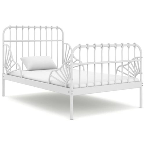 Vidaxl Cadre De Lit Extensible Sans Matelas Blanc Métal 80x130/200 Cm