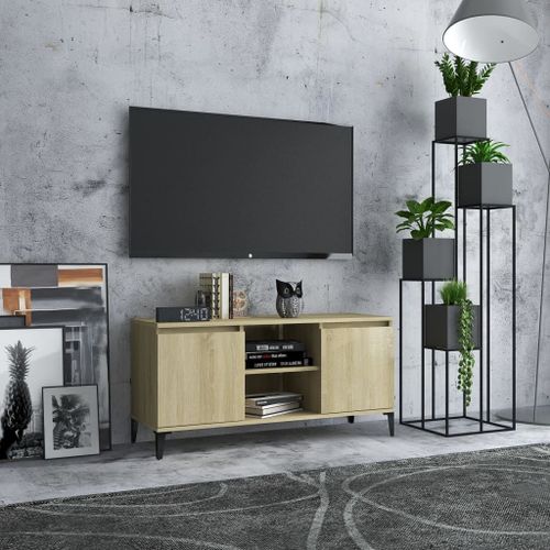 Vidaxl Meuble Tv Avec Pieds En Métal Chêne Sonoma 103,5x35x50 Cm