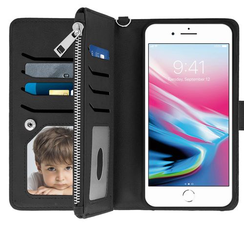 Étui Iphone 6 Plus/6s Plus/7 Plus/8 Plus Portefeuille Coque Amovible - Noir