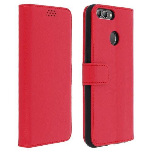 Housse Huawei P Smart Etui Portefeuille Coque Silicone Support Vidéo Rouge