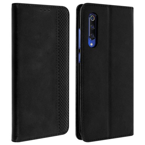 Housse Xiaomi Mi 9 Etui Coque Effet Vieilli Porte-Cartes Support - Noir