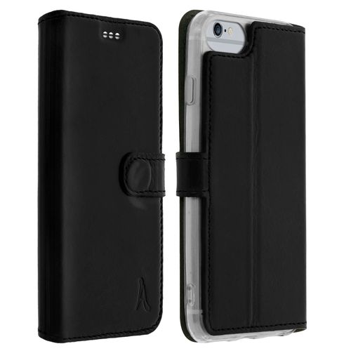 Etui Iphone Se 2022, 2020 Et 8, 7, 6s, 6 Cuir Fonction Support Akashi Noir