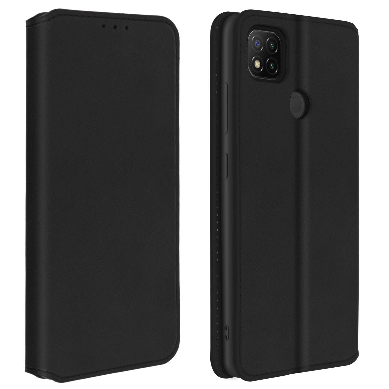 Housse Xiaomi Redmi 9c Étui Folio Portefeuille Fonction Support Noir