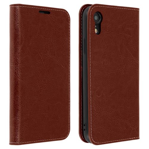 Étui Apple Iphone Xr Housse Cuir Portefeuille Fonction Support - Marron