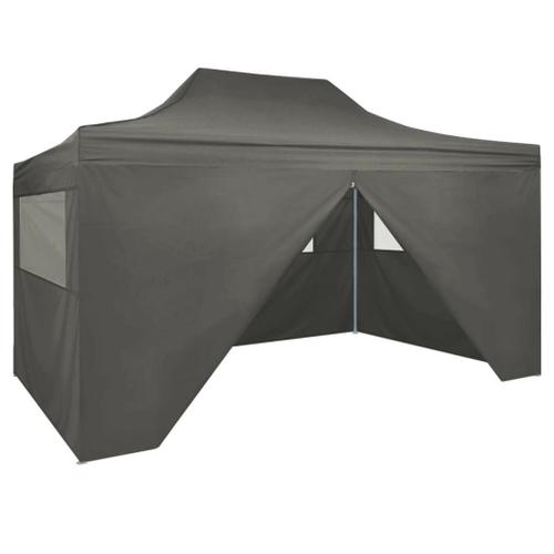 Vidaxl Tente Pliable Avec 4 Parois Latérales 3 X 4,5 M Anthracite