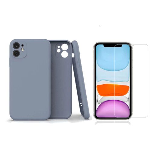 Coque Silicone Pour Iphone 12 / Iphone 12 Pro Couleur Gris Protection Objectif Appareil Photo + Verre Trempe Protection Ecran Little Boutik®