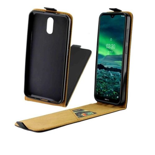 Flip Vertical Étui Pour Nokia 2.3 Fente Pour Carte Housse De Protection Cuir Tpu Style D'affaires - Noir