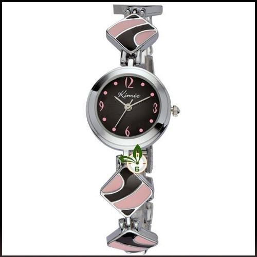 Montre Femme Classe Top Tendance  Losanges Avec Motifs Céramique Noire/Rose