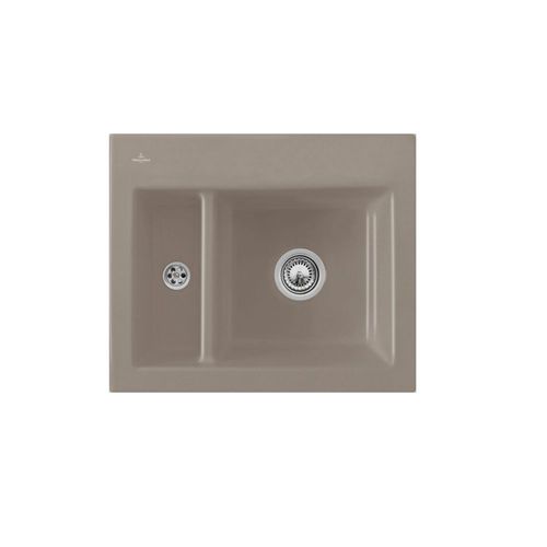 Evier cuisine Villeroy et Boch 1 cuve et demi Subway 60 XM 62 x 51 cm sans egouttoir Timber CeramicPlus - vendu avec vidage manuel