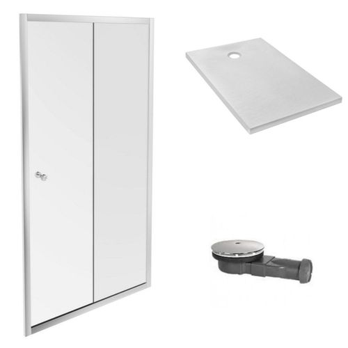 Receveur Jacob Delafon Ipso 140x90 cm + Paroi douche porte coulissante Jacob Delafon Serenity 140 cm chrome