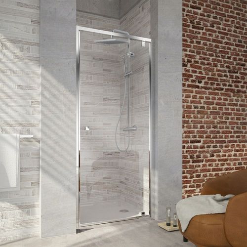 Pack douche avec receveur 80 x 80 cm, colonne douche Brigitte et paroi de douche pivotante Serenity Jacob Delafon