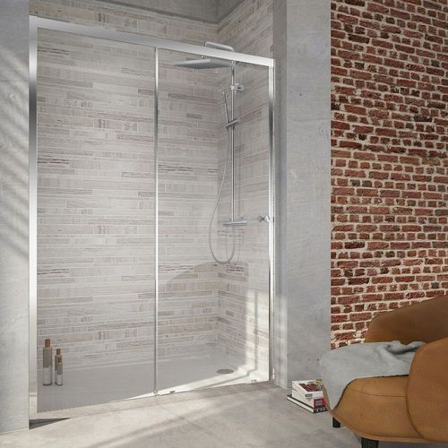 Pack douche avec receveur 120 x 90 cm, colonne douche Brigitte et paroi de douche coulissante Serenity Jacob Delafon