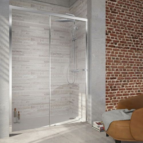 Pack douche avec receveur 140 x 80 cm, colonne douche Brigitte et paroi de douche coulissante Serenity Jacob Delafon