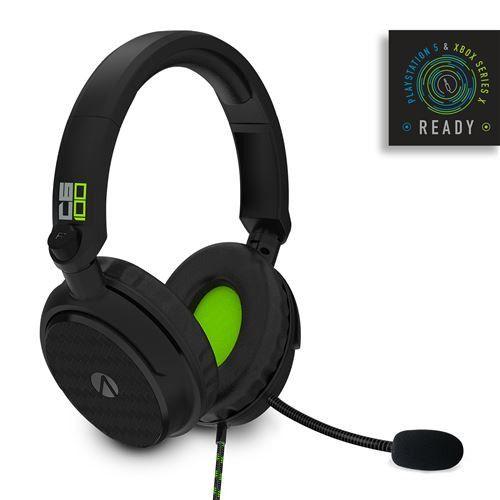 Pack Casque Gaming Filaire + Support Stealth C6100 Noir Carbone Et Vert