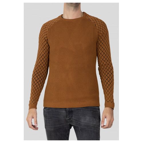 Pull Col Rond Marron Homme
