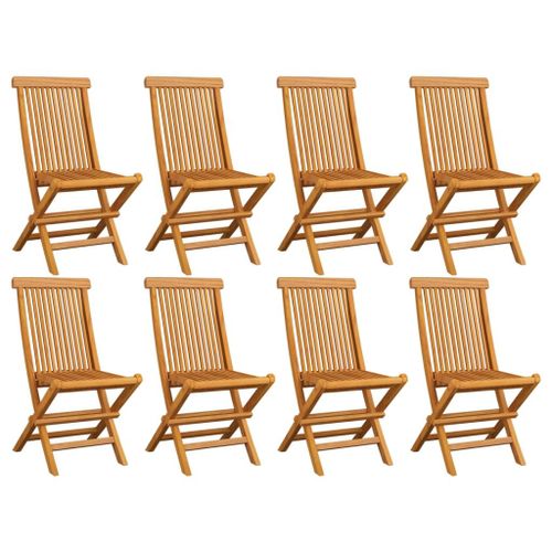 Yueyinnkeji Chaises De Jardin Pliables 8 Pcs Bois De Teck Massif Type