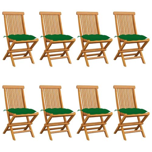 Yueyinnkeji Chaises De Jardin Avec Coussins Vert 8 Pcs Bois De Teck Massif Type2