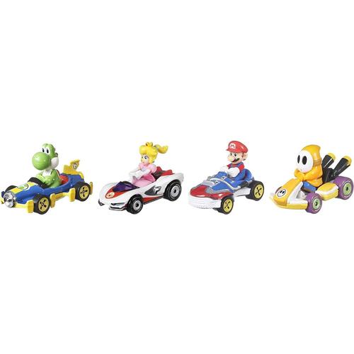 Coffret 4 Mini-Véhicules Yoshi, Peach, Mario Et Maskass Échelle 1:64