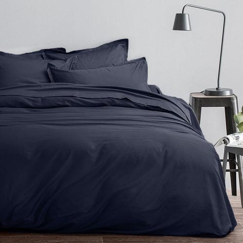 Housse De Couette 220x240 + 2 Taies D'oreiller 63x63 Cm Satin De Coton Indigo