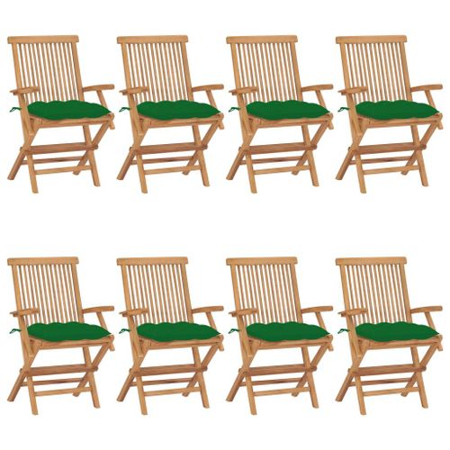 Yueyinnkeji Chaises De Jardin Avec Coussins Vert 8 Pcs Bois De Teck Massif Type4