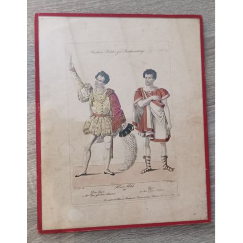 Gravure Andreas Geiger / Costume De Théâtre Masculin Vers 1840 / Schoeller Del. / Costüme Bilder Zur Theaterzeitung N°12 / Wien / Don Juan / Sous Verre 24x30cm