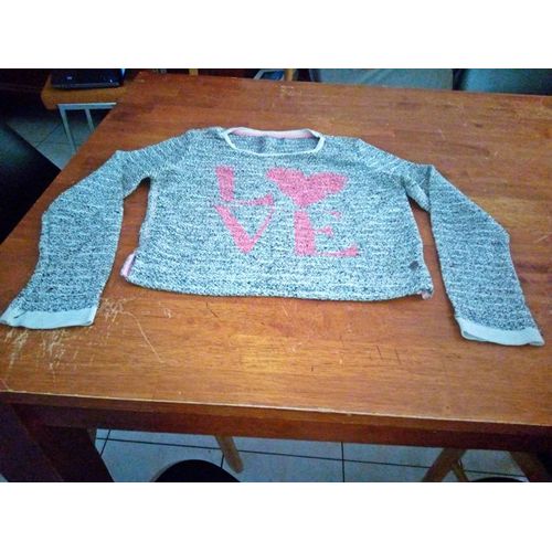 Pull Gris Scintillant Love Taille 10-12 Ans ..