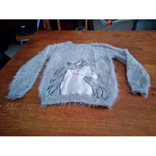 Pull Doux Gris Licorne Primark Taille 10-11 Ans ..