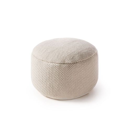Pouf En Laine Fait Main Rocco Blanc 55x55x30 Cm - Tapis Nature