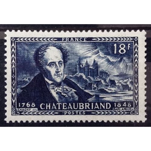 Chateaubriand 18f (Impeccable N° 816) Neuf** Luxe (= Sans Trace De Charnière) - France Année 1948 - Brn83 - N31732