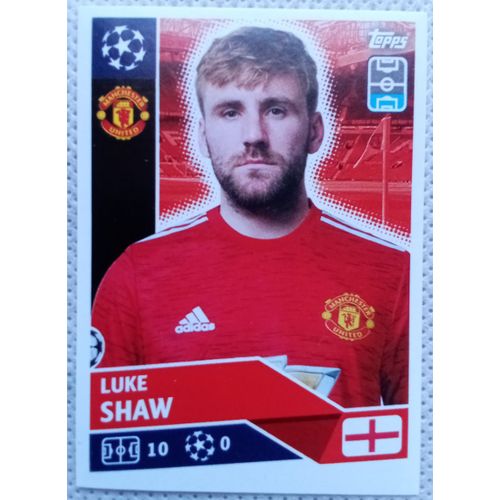 Uefa Champions League 2020 / 2021 - Manchester United Mun 7 Luke Shaw - Topps Sticker (Foot, Autocollant, Image, Vignette)