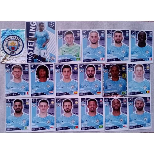 Uefa Champions League 2020 / 2021 - Manchester City Mci 1 À 18 Team Set Complet - Topps Sticker (Foot, Autocollant, Image, Vignette)